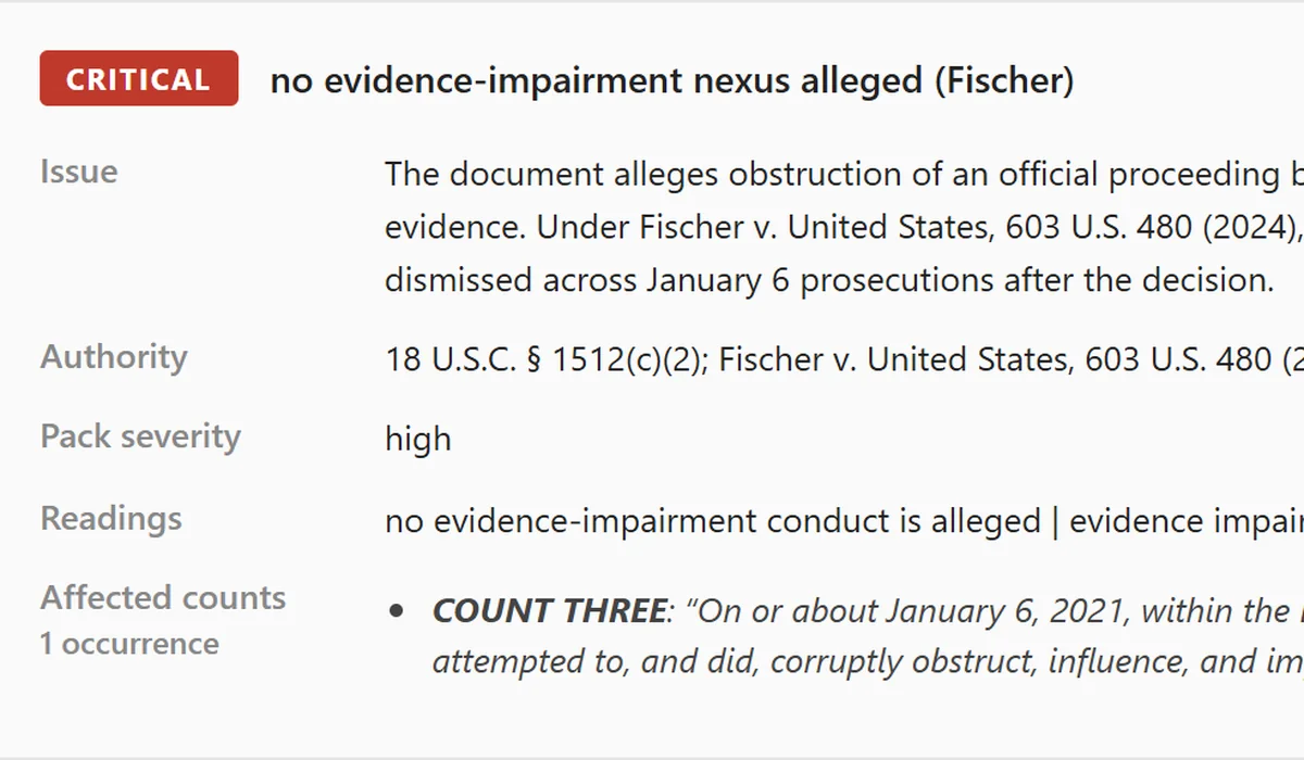 The CRITICAL finding on Count Three from the Fischer brief